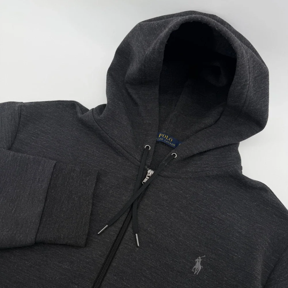 Polo Ralph Lauren Hoodie Mens XXL Charcoal Gray Full Zip Heathered Pony Logo